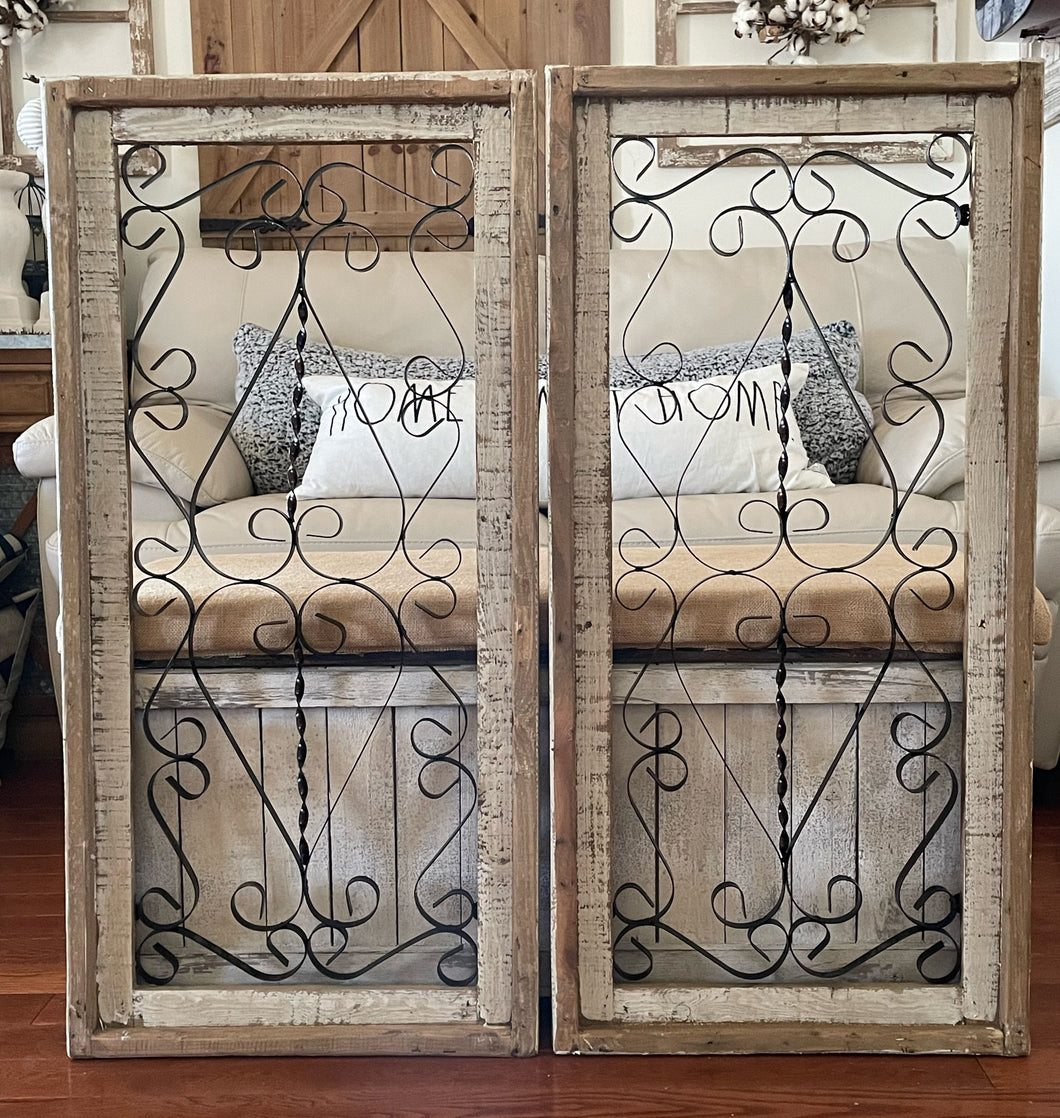 Large Rustic Farmhouse Wood And Metal Wall Decor
