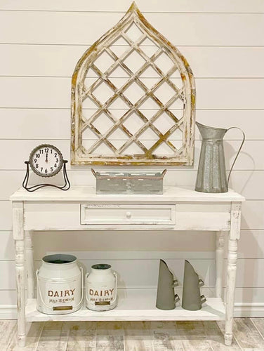 White Distressed Wood Console Table