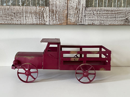 Decorative Red Metal Truck Table Decor
