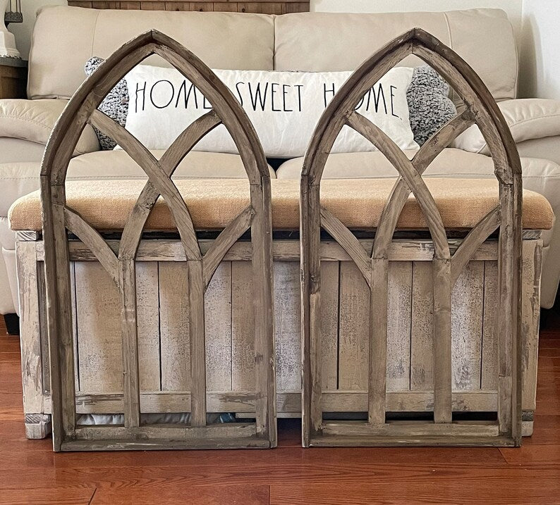 Rustic Farmhouse French Country Wood Cathedral Arch Wall Decor
