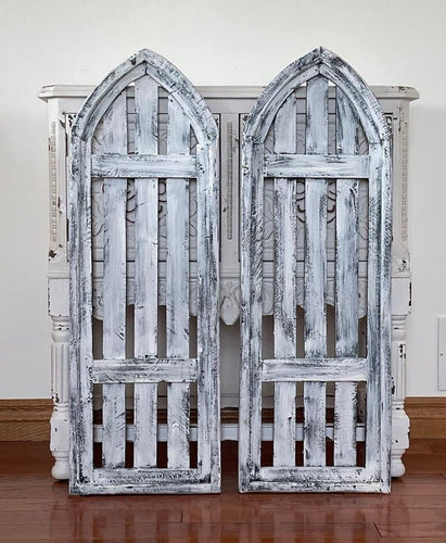 Large Farmhouse Distressed Wood Shutter Arch Wall Decor