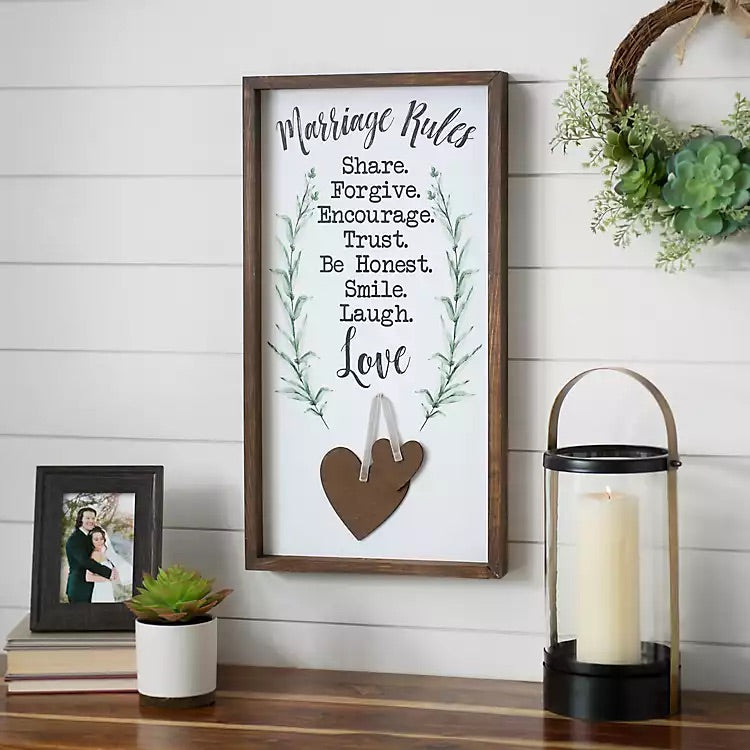 Marriage Rules Wood Wall Decor