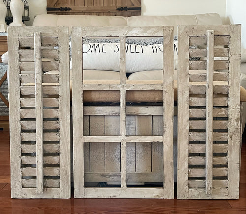 Rustic Farmhouse Wood Windowpane And Shutter Wall Decor Set Of Three