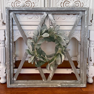 Rustic Farmhouse Wooden Diamond Windowpane Wall Decor With Or Without Wreath