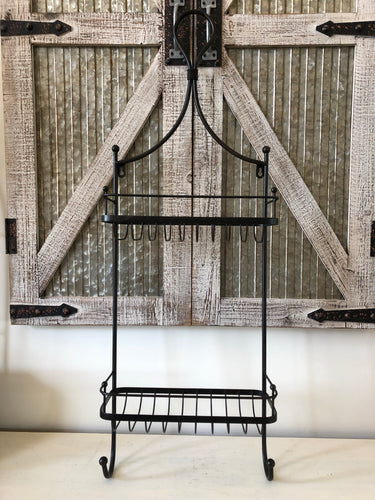 Wall Shelf With Two Baskets And Hooks