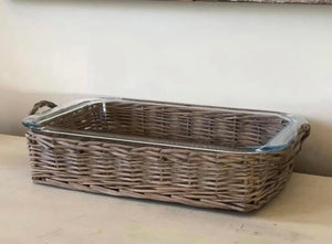 Farmhouse Glass Baking Dish With Basket