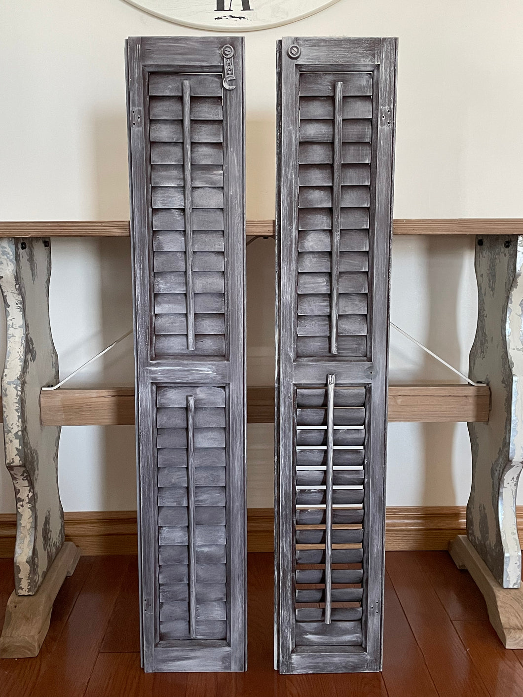 Set Of Two Vintage Distressed Shutters Wall Decor