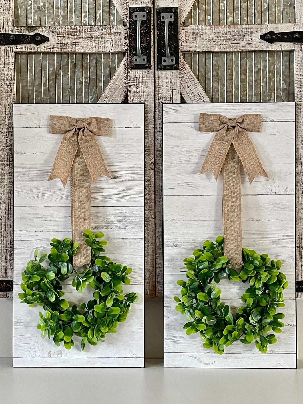 Wood Wall Decor Set Including Wreaths