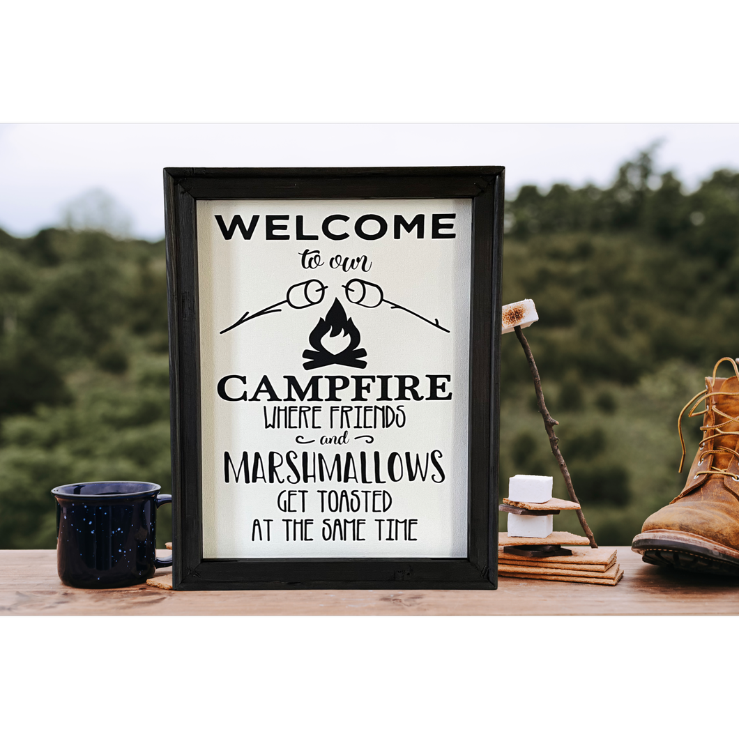 Welcome To Our Campfire Where Friends And Marshmallows Get Toasted Funny Farmhouse Camping Wall Decor Sign