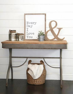 Farmhouse Rustic Wood And Metal Console Table