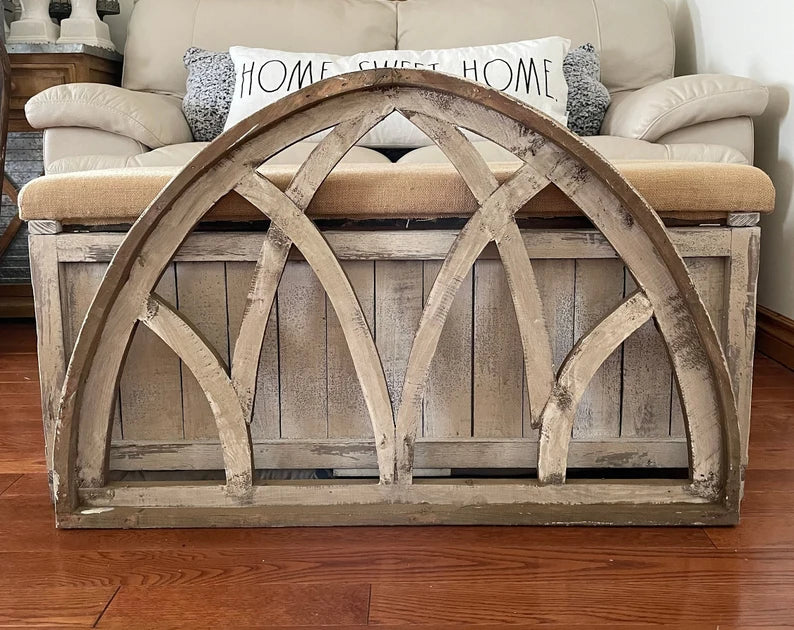 Large Rustic Farmhouse Cathedral Arch Wood Wall Decor