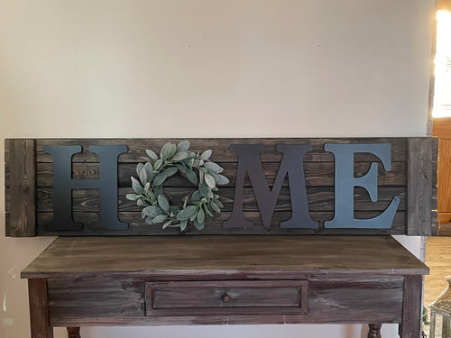 Large Home Wood Wall Decor Including Wreath