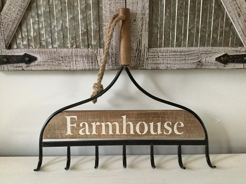 Farmhouse wood and metal wall decor