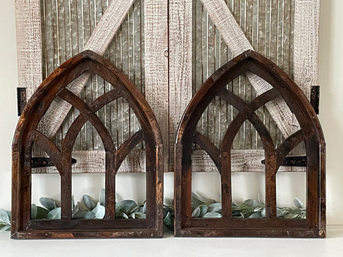 Rustic Farmhouse Cathedral Arch Wood Wall Decor Set Of Two