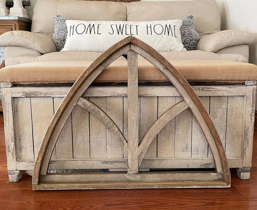 Rustic Farmhouse French Country Cathedral Arch Window Wood Wall Decor