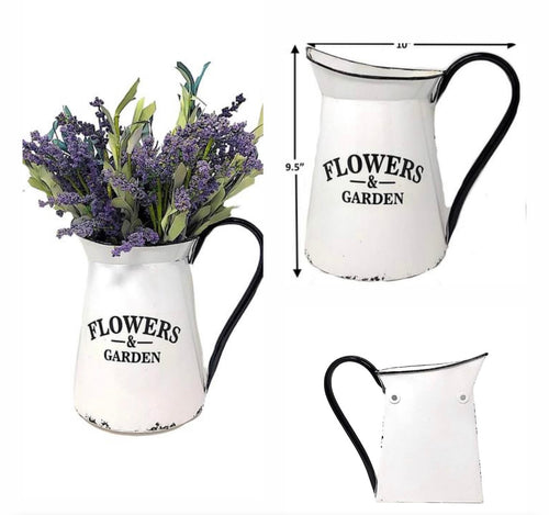 Farmhouse Metal Half Pitcher Planter