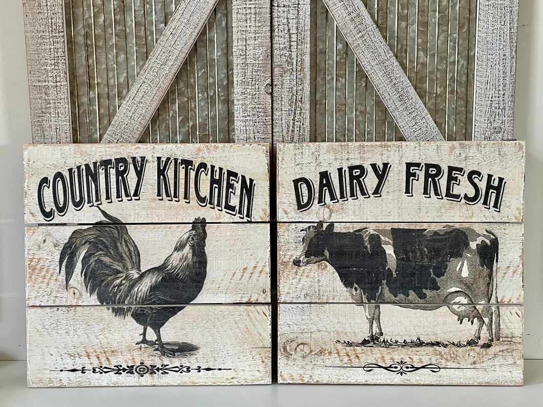 Two Piece Farmhouse Wood Wall Decor Sign Set