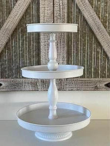 White Three Tier Metal Tray