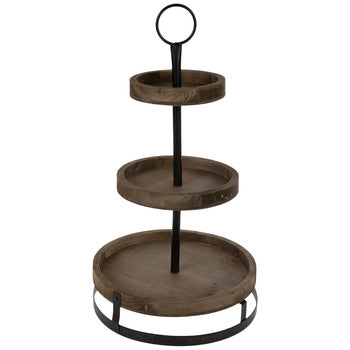 Wood And Metal Three Tier Tray