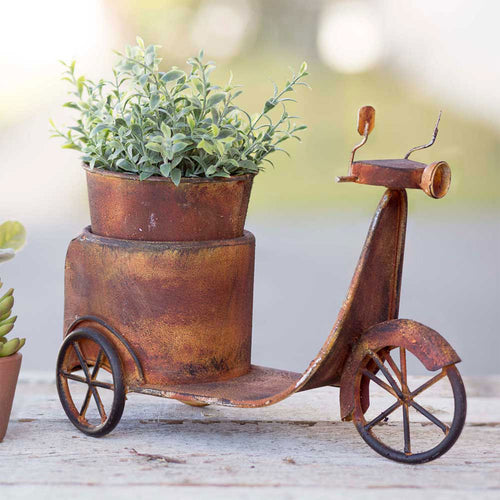 Scooter Planter Including Pot