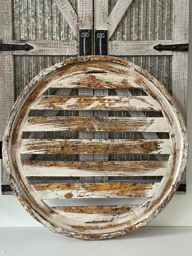 Distressed Farmhouse Round Shutter Wall Decor