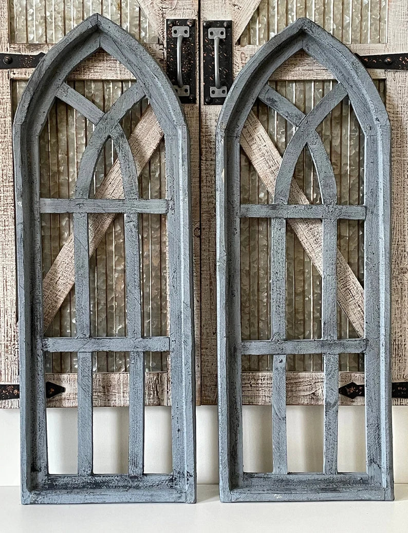 Rustic Farmhouse Wood Cathedral Arch Wall Decor Set