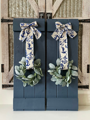 Nautical Beachy Wood Wall Decor Set Including Wreaths