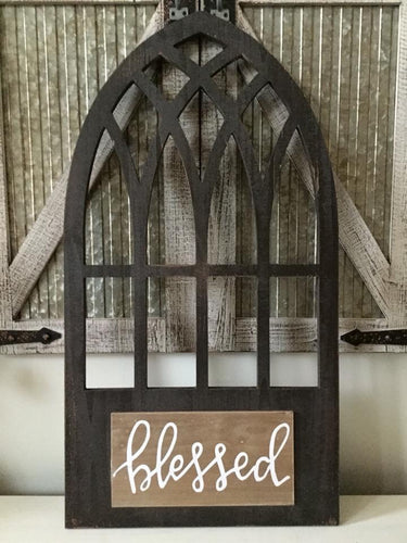 Blessed Open Arch Distressed Wood Wall Decor