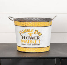 Load image into Gallery viewer, Farmhouse Flower Market / Bee Metal Bucket