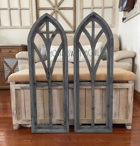 Rustic Distressed Farmhouse French Country Wood Cathedral Arch Wall Decor