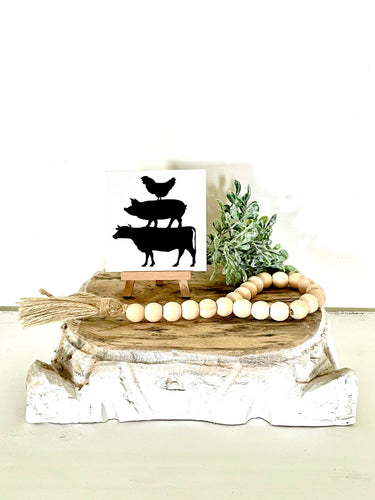 Stacked Animals Small Sign On Easel Stand