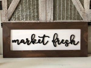 Market Fresh Wood Wall Decor With Raised Letters