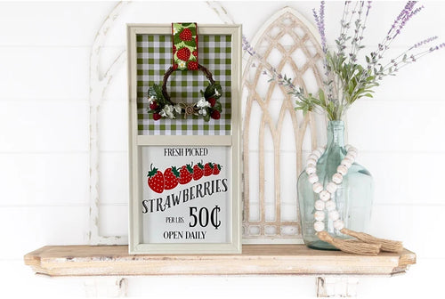 Fresh Picked Strawberries Buffalo Check Farmhouse Wall Decor Including Wreath