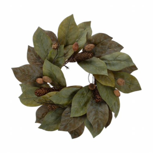 Magnolia And Pinecone Wreath