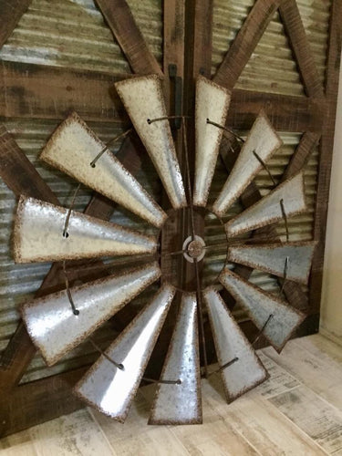Galvanized metal windmill