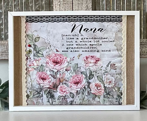 Nana Mother’s Day French Country Shabby Chic Rose Butterfly Ladybug Floral Wood Wall Decor