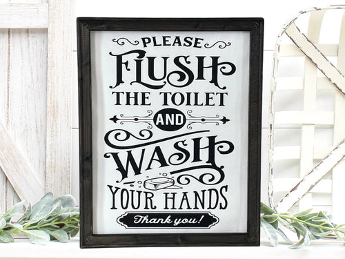 Please Flush The Toilet And Wash Your Hands Bathroom Wall Decor
