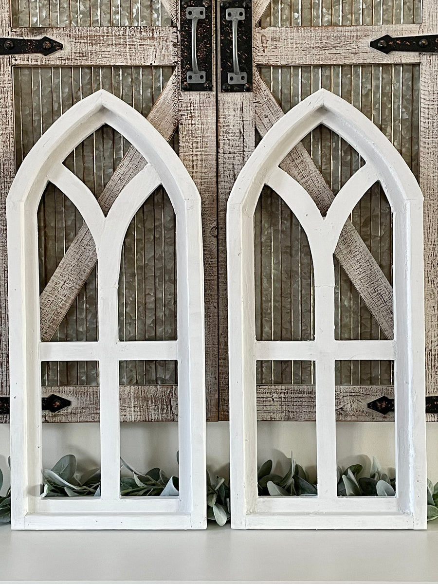 Rustic Farmhouse Cathedral Arch Wood Wall Decor Set Of Two Unique And