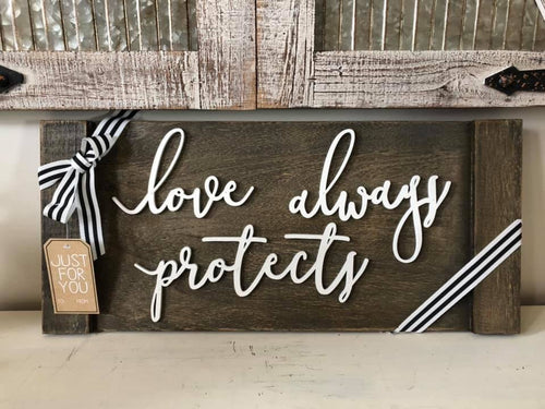 Love Always Protects Wood Wall Decor