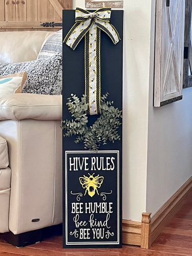 Bee Hive Rules Wood Wall Decor Including Wreath