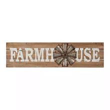 Load image into Gallery viewer, Farmhouse With Galvanized Metal Windmill Wood Wall Decor