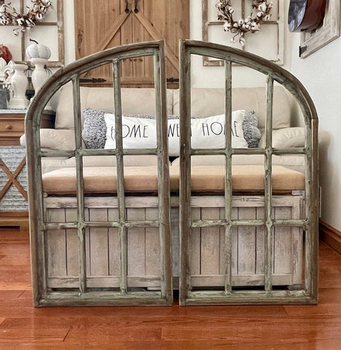 Rustic Farmhouse Cathedral Light Green Wood Arch Wall Decor Set