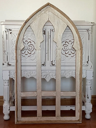 Large Rustic Farmhouse French Country Cathedral Arch Window Wood Wall Decor