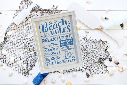 Beach Rules Nautical, Coastal, Lake House, Beach Wall Decor Sign