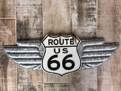 Route 66 angel wings metal wall decor