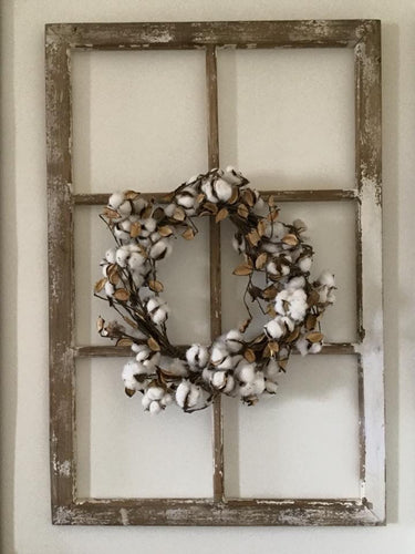 Distressed Wood Open Windowpane Wall Decor